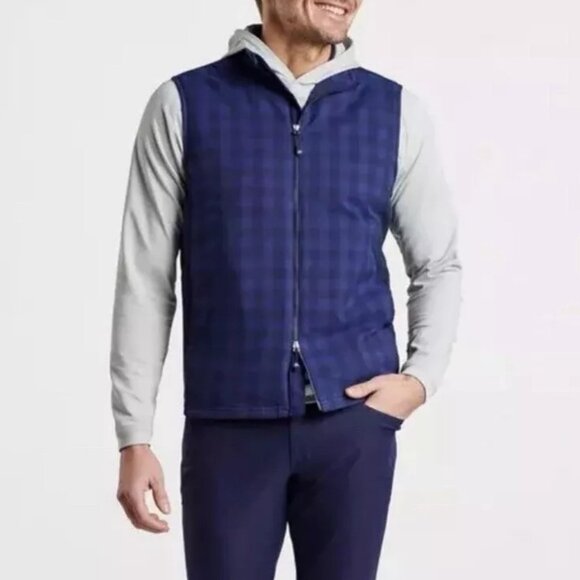 NWT!! Peter Millar Vest Mens Navy Fuse Elite Flannel Hybrid Perform - XL - Picture 1 of 14
